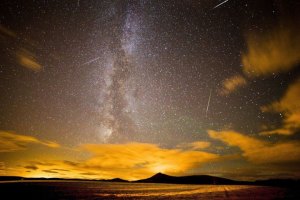 Perseid meteor shower above Chapel of Garioch, near Aberdeen, Scotland, Britain - 12 Aug 2013